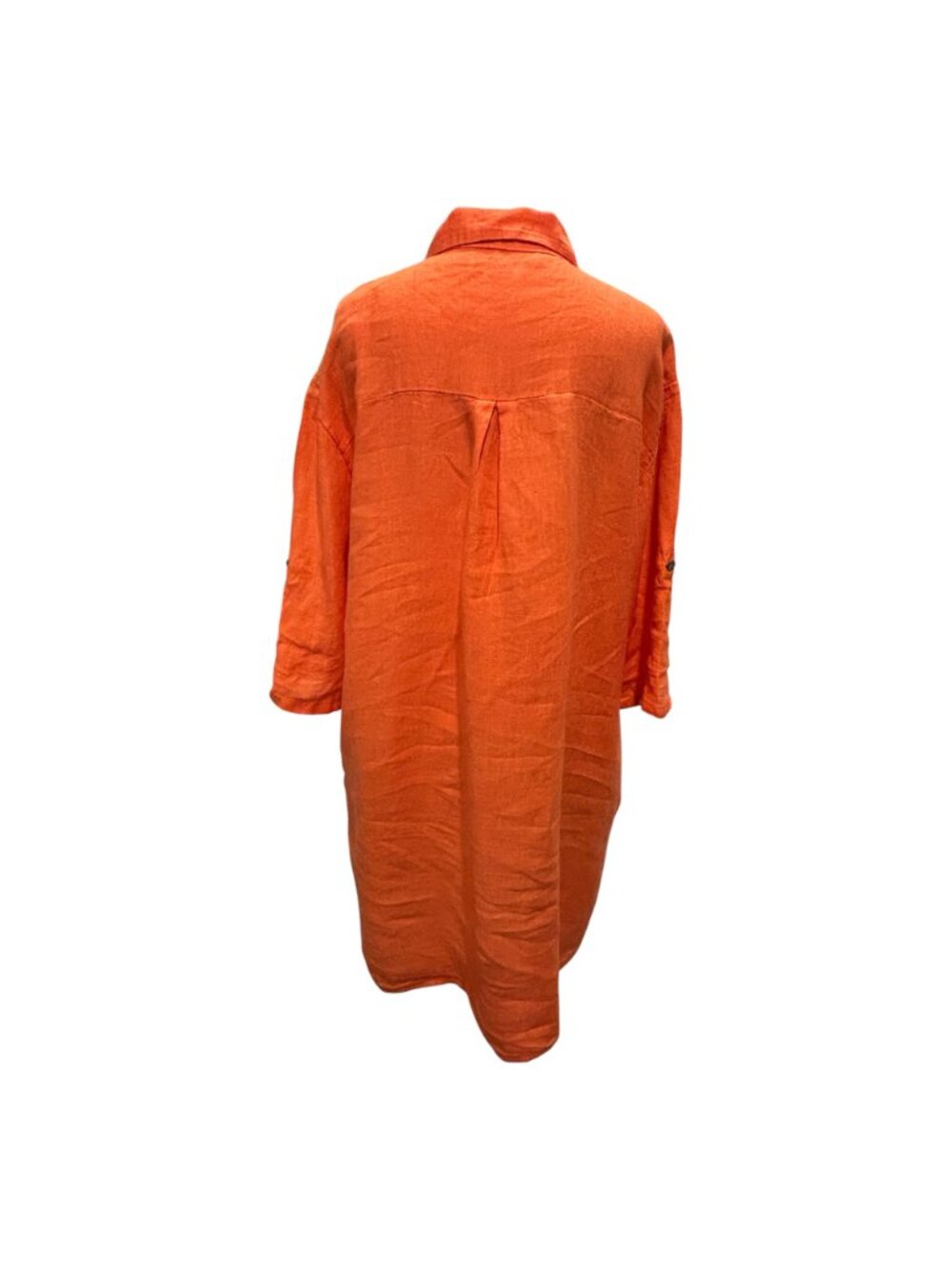 VEN MODA 100% Linen Shirt Dress Made in Italy Orange Lagenlook Oversized L - Picture 4 of 7